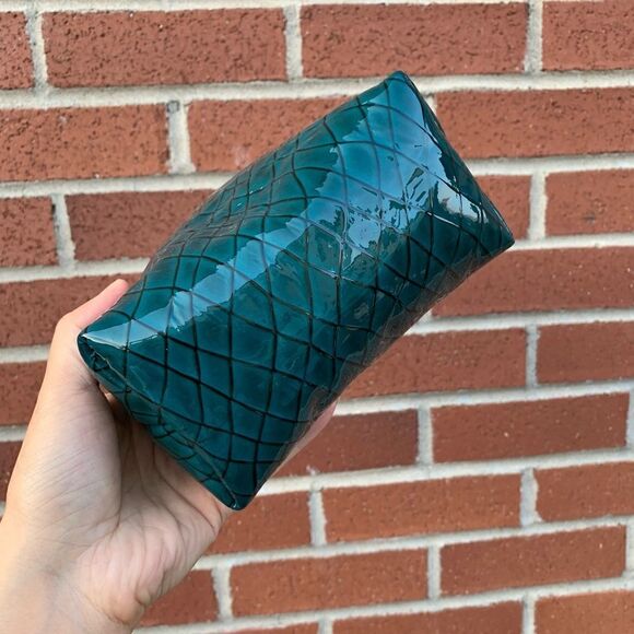 Handmade Genuine Patent Leather Check Print Wooden Frame Pouch/Crossbody - Picture 12 of 16